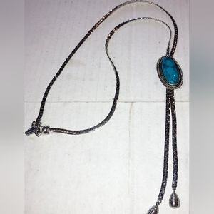 Goldette Vintage Men's Turquoise Color Stone Bolo Tie Stamped Piece